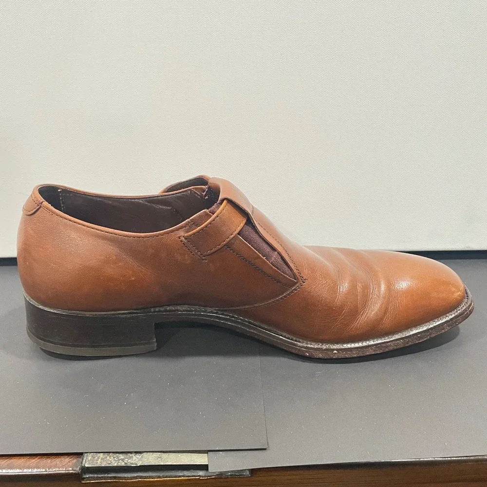 Nettleton‎ Mens Vintage Tan Leather Monk Strap Loafers Dress Shoes 8 B/AA 62331